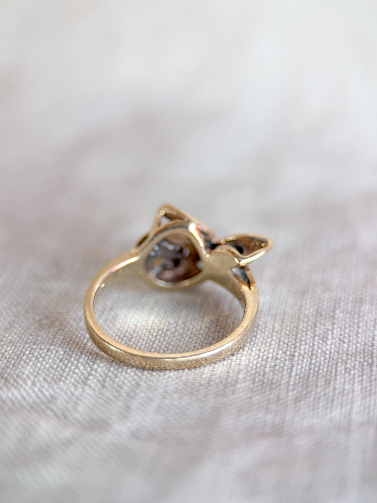 Vintage Diamond Engagement Ring, Round Cut, 14k Gold, 1960s Art Nouveau Bridal Ring