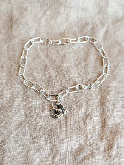 Chain Bracelet in Sterling Silver, Heavy Link or Minimalist Paperclip Charm Bracelet