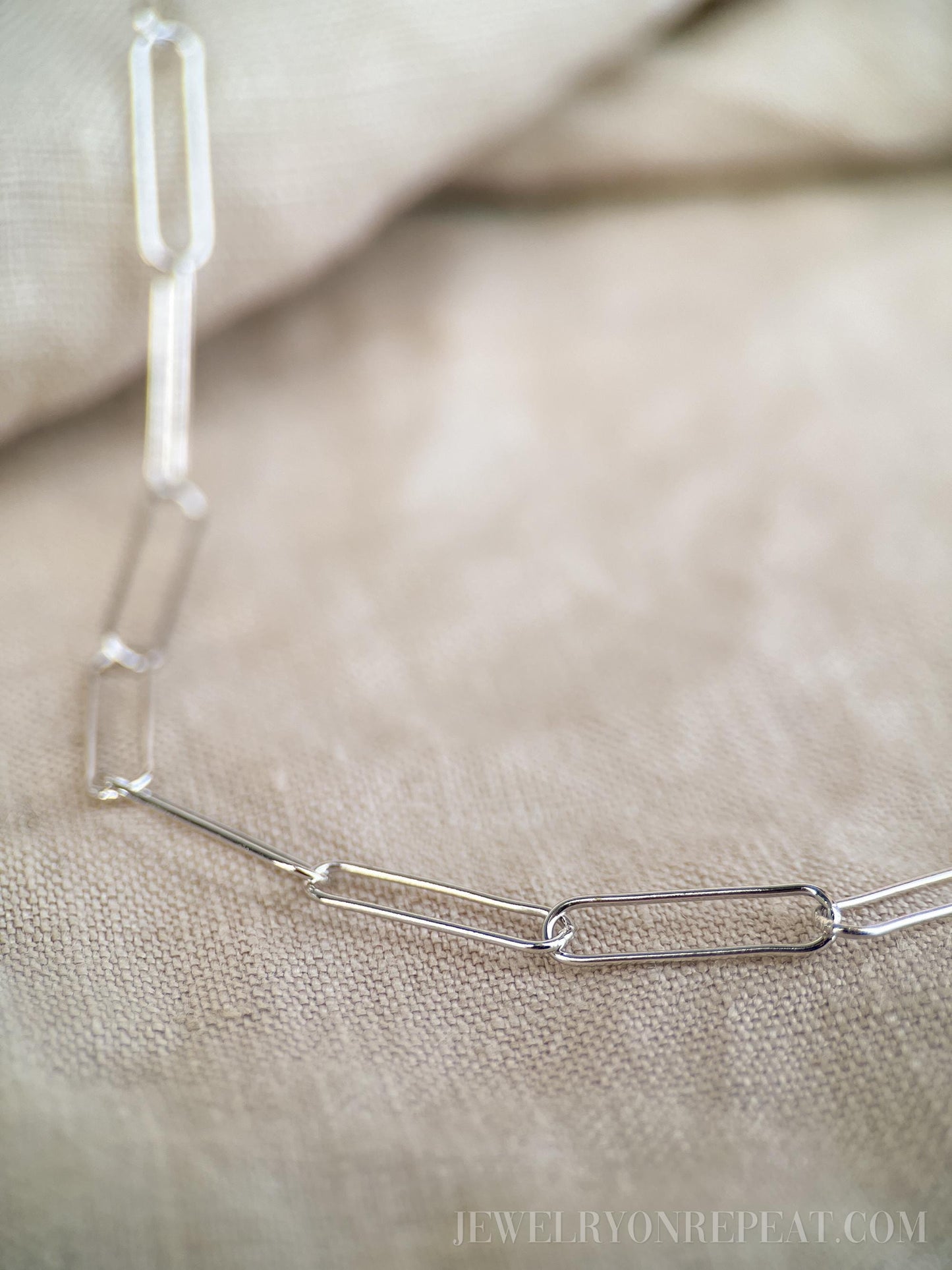 Chain Bracelet in Sterling Silver, Heavy Link or Minimalist Paperclip Charm Bracelet