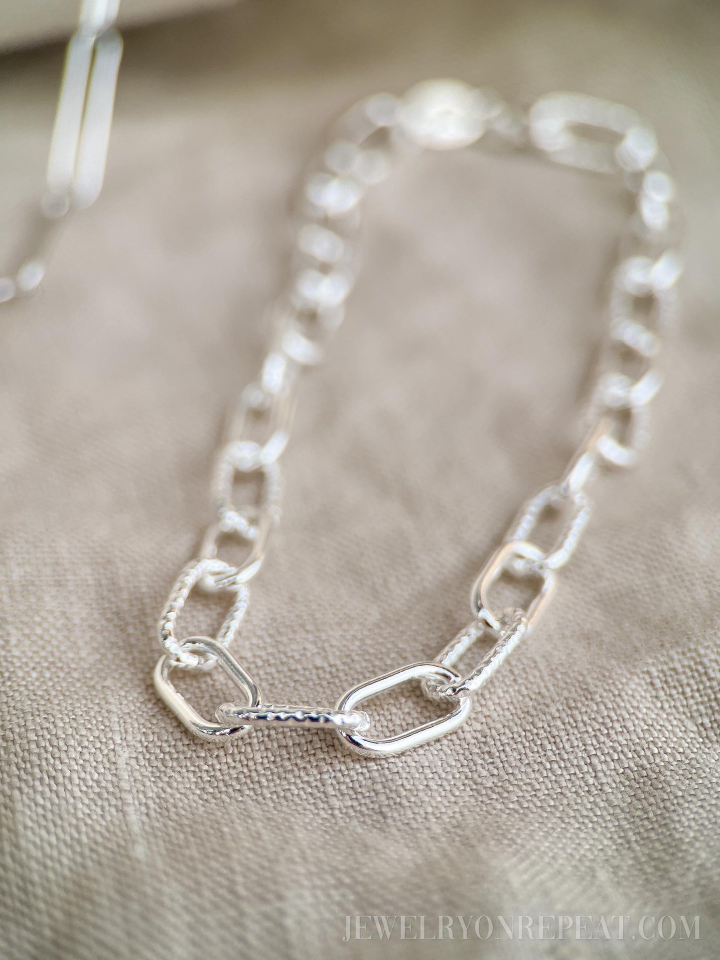 Chain Bracelet in Sterling Silver, Heavy Link or Minimalist Paperclip Charm Bracelet