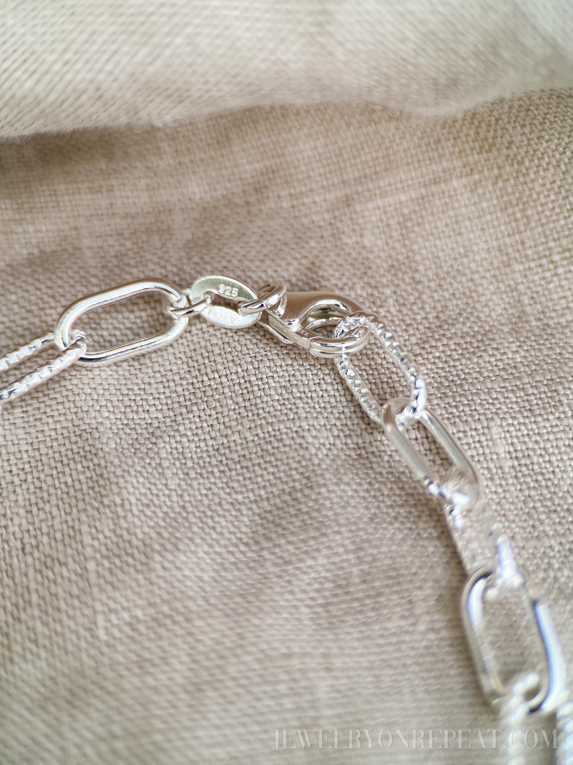 Chain Bracelet in Sterling Silver, Heavy Link or Minimalist Paperclip Charm Bracelet