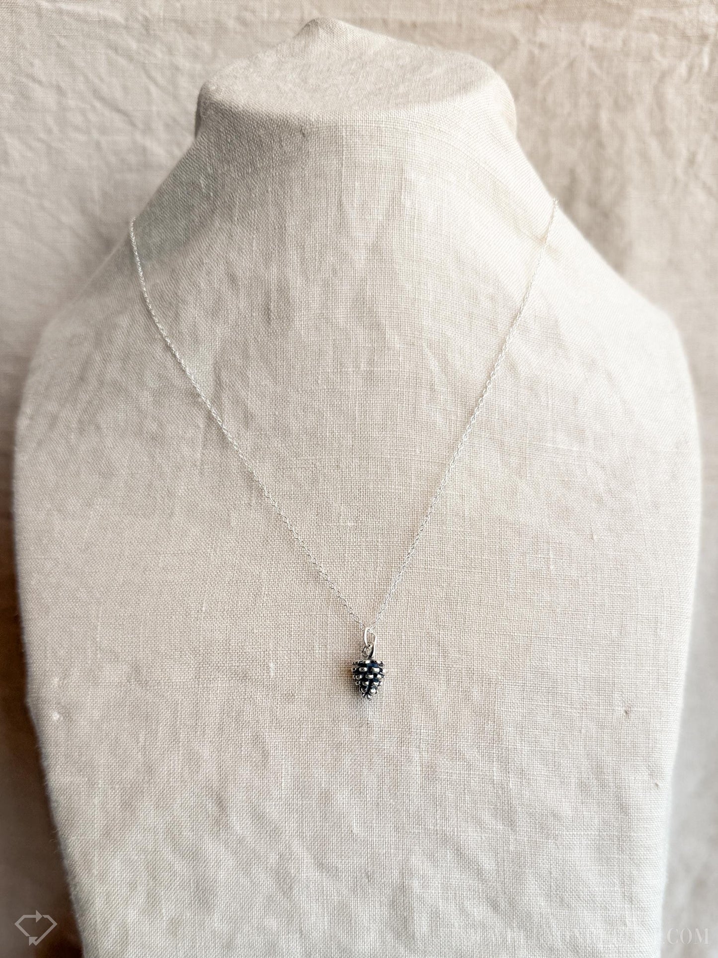 Sterling Silver Pine Cone Nature Charm Necklace, Minimal Layering Jewelry, Gift for Her