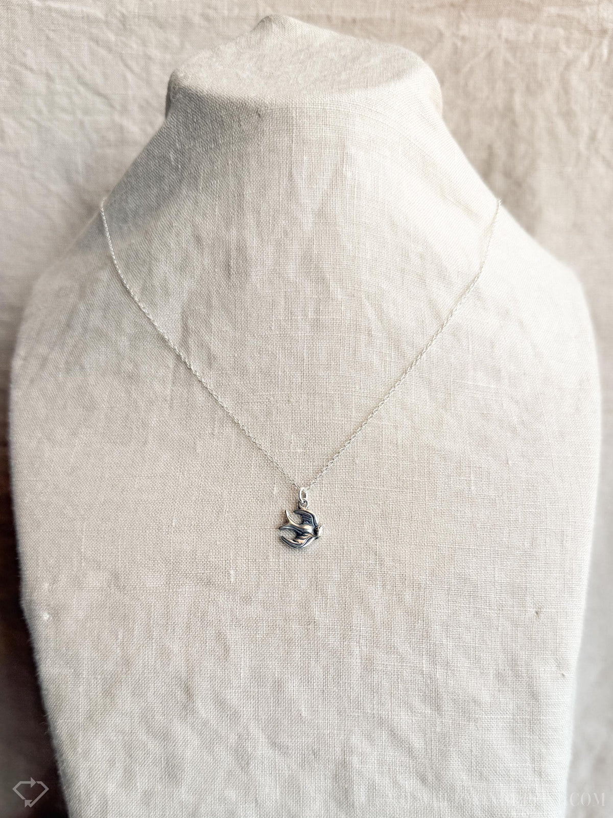 Sterling Silver Sparrow Bird Charm Necklace, Minimal Layering Jewelry, Gift for Her