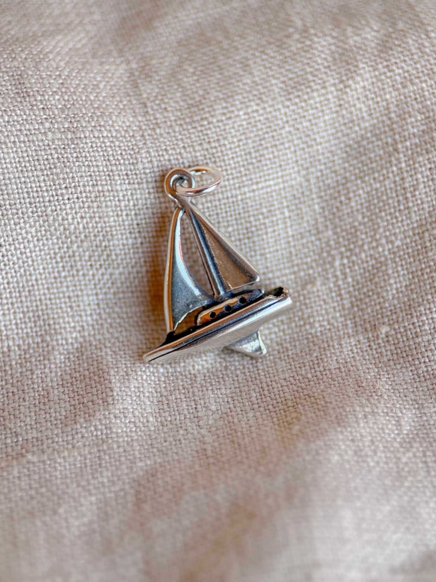 Sterling Silver Sailboat Charm Necklace, Sailing Minimal Layering Jewelry, Gift for Her