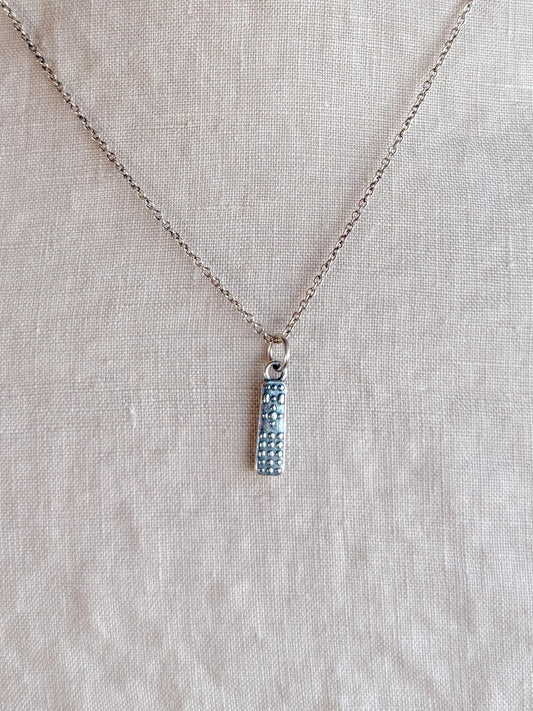 Sterling Silver TV Remote Charm Necklace, Pop Culture Minimal Layering Jewelry, Gift for Her