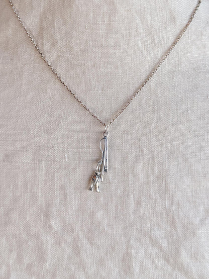 Sterling Silver Fishing Pole Charm Necklace, Fishing Minimal Layering Jewelry, Gift for Her