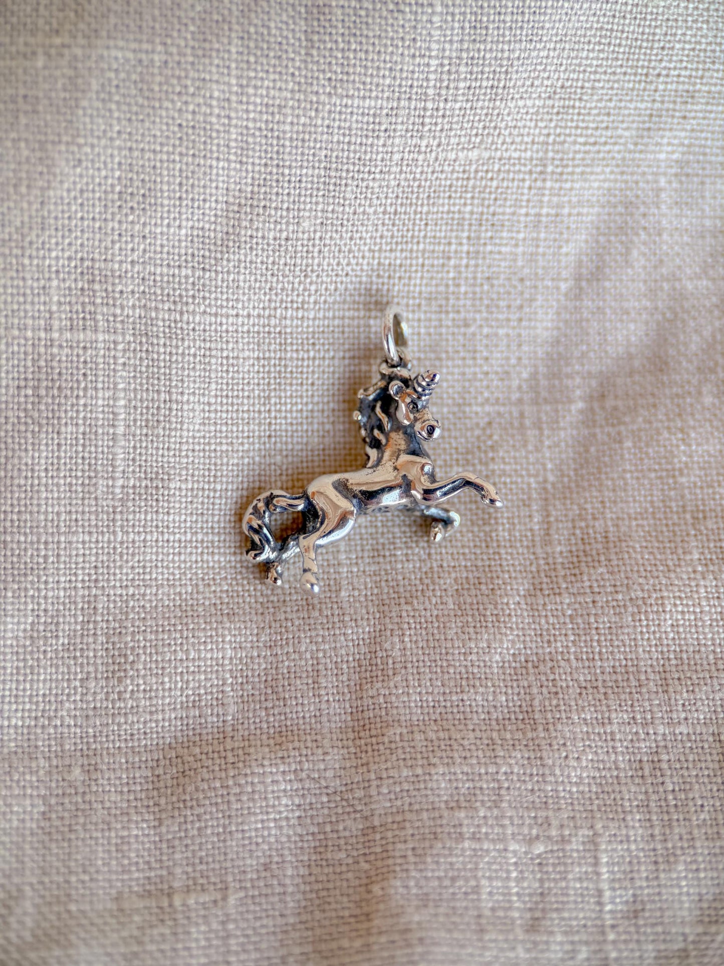 Sterling Silver Unicorn Charm Pendant, Fantasy Minimalist Jewelry, Gift for Her