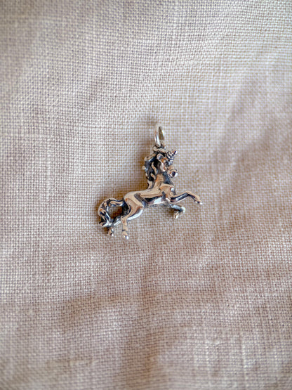 Sterling Silver Unicorn Charm Pendant, Fantasy Minimalist Jewelry, Gift for Her