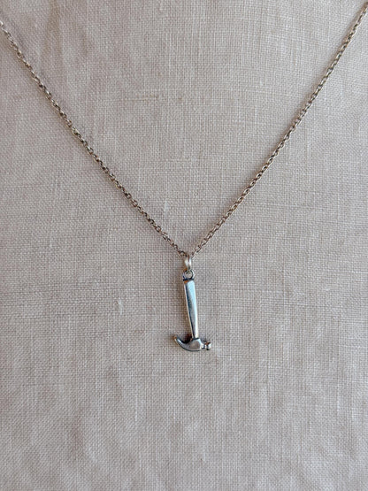 Sterling Silver Hammer Charm Pendant, Tool Themed Minimalist Jewelry, Gift for Her