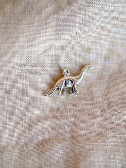 Sterling Silver Brontosaurus Dinosaur Charm Necklace, Minimal Layering Jewelry, Gift for Her