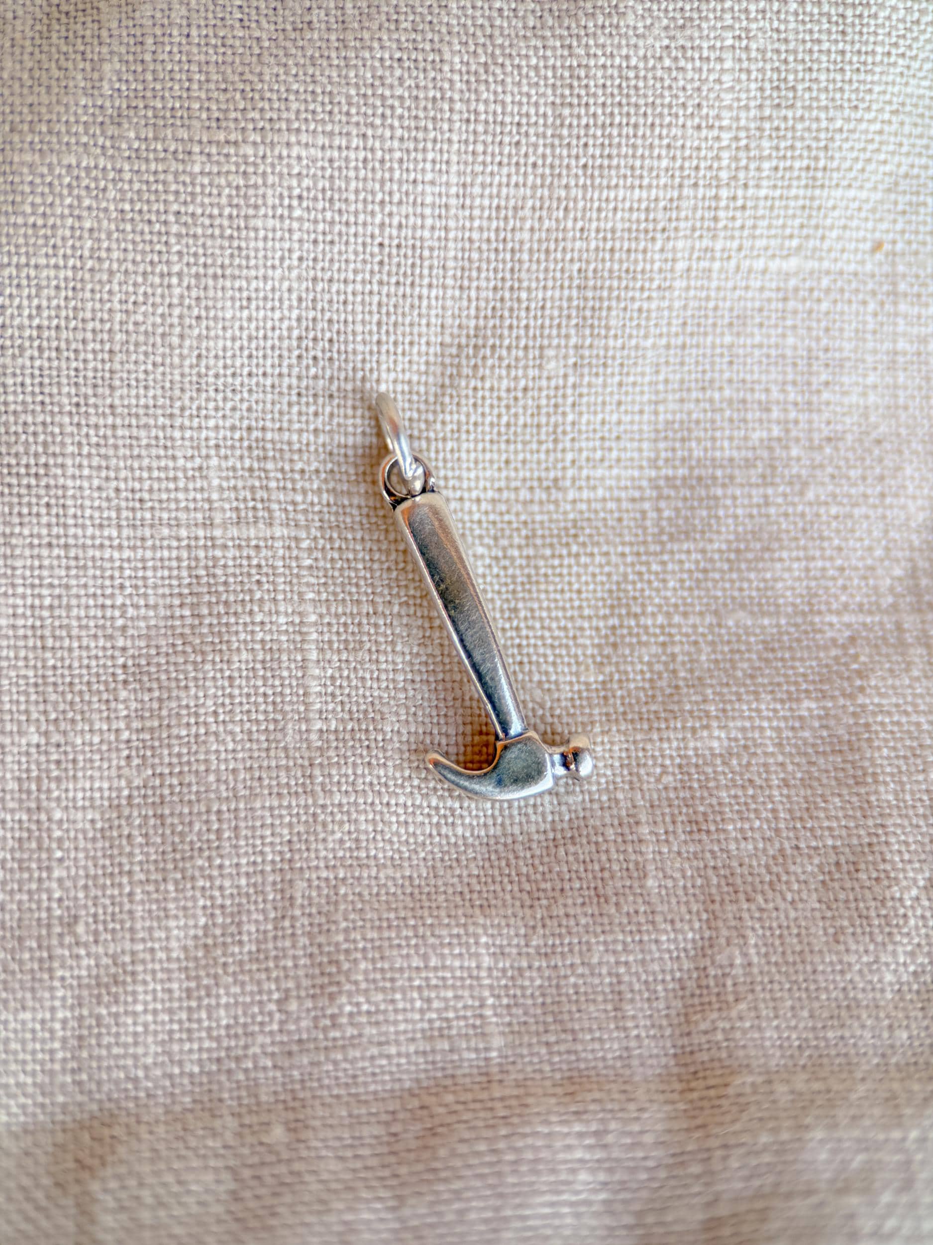 Sterling Silver Hammer Charm Necklace, Tool Themed Minimal Layering Jewelry, Gift for Her