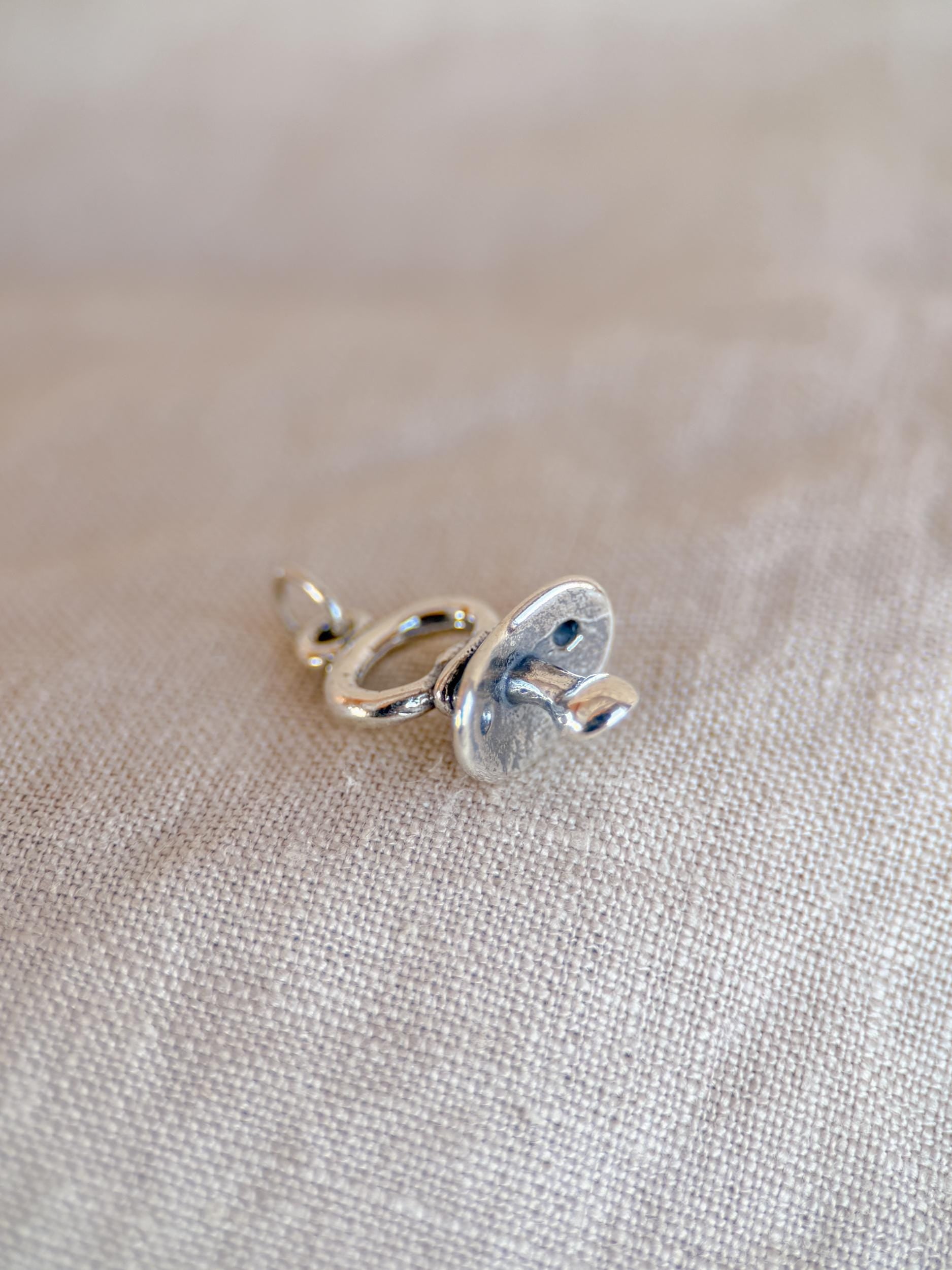 Sterling Silver Pacifier Charm Necklace, Baby Themed Minimal Layering Jewelry, Gift for Her