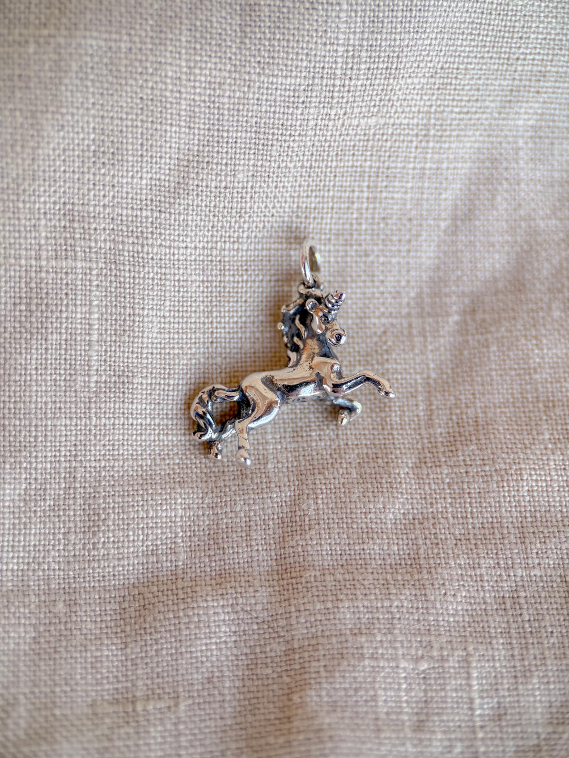 Sterling Silver Unicorn Charm Necklace, Fantasy Minimal Layering Jewelry, Gift for Her