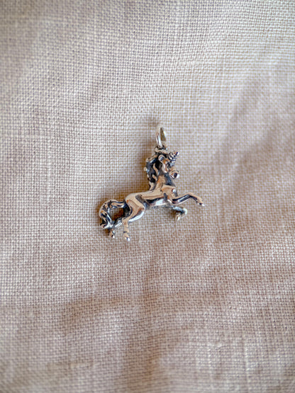Sterling Silver Unicorn Charm Necklace, Fantasy Minimal Layering Jewelry, Gift for Her