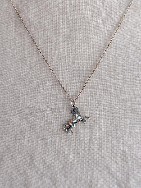 Sterling Silver Unicorn Charm Necklace, Fantasy Minimal Layering Jewelry, Gift for Her