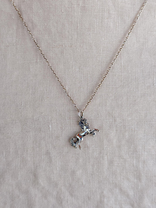 Sterling Silver Unicorn Charm Necklace, Fantasy Minimal Layering Jewelry, Gift for Her