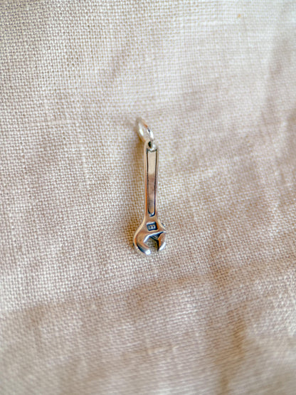 Sterling Silver Wrench Charm Necklace, Tool Themed Minimal Layering Jewelry, Gift for Her