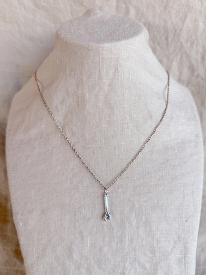 Sterling Silver Wrench Charm Necklace, Tool Themed Minimal Layering Jewelry, Gift for Her