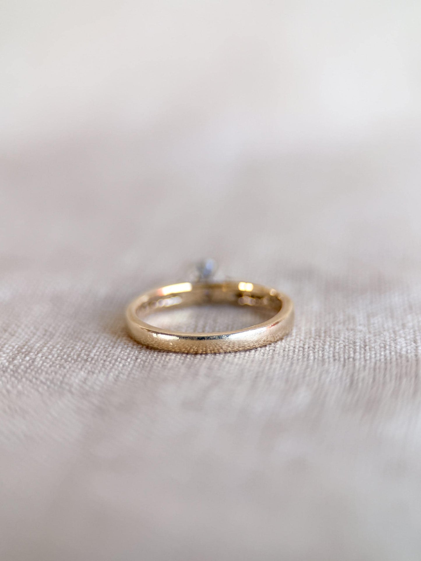 Vintage 1990s Diamond Engagement Ring, 14k Gold Channel Set Cathedral Band • One-of-a-kind Jewelry