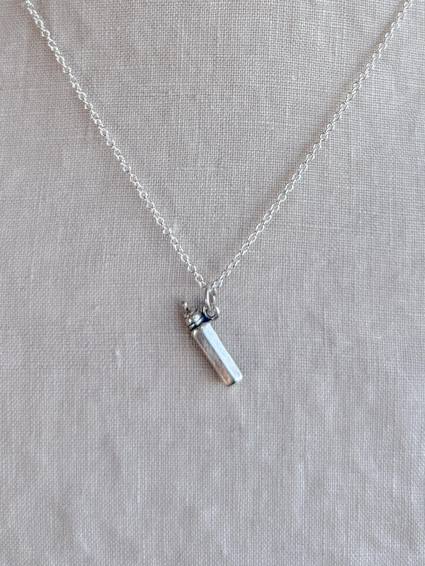Sterling Silver Baby Bottle Charm Pendant, Minimalist Motherhood Jewelry, New Mom Gift