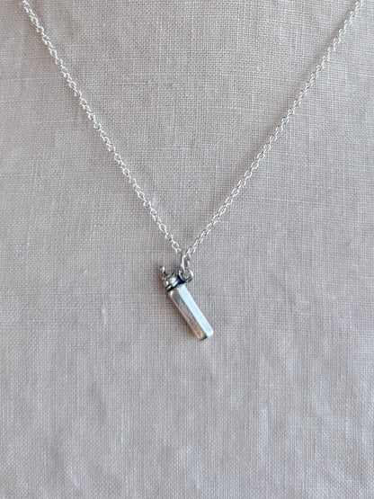 Sterling Silver Baby Bottle Charm Pendant, Minimalist Motherhood Jewelry, New Mom Gift