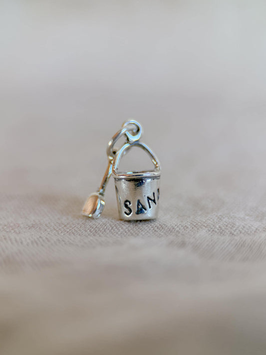 Sterling Silver Sand Bucket Charm Pendant, Beach Jewelry, Summer Charm, Childhood Nostalgia Gift