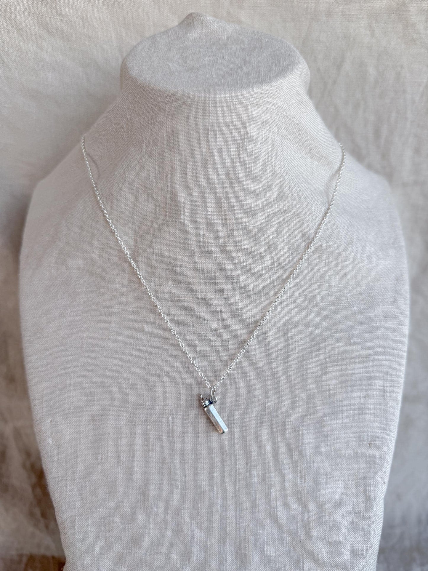 Sterling Silver Baby Bottle Charm Necklace, Minimal Motherhood Layering Jewelry, Gift for New Mom