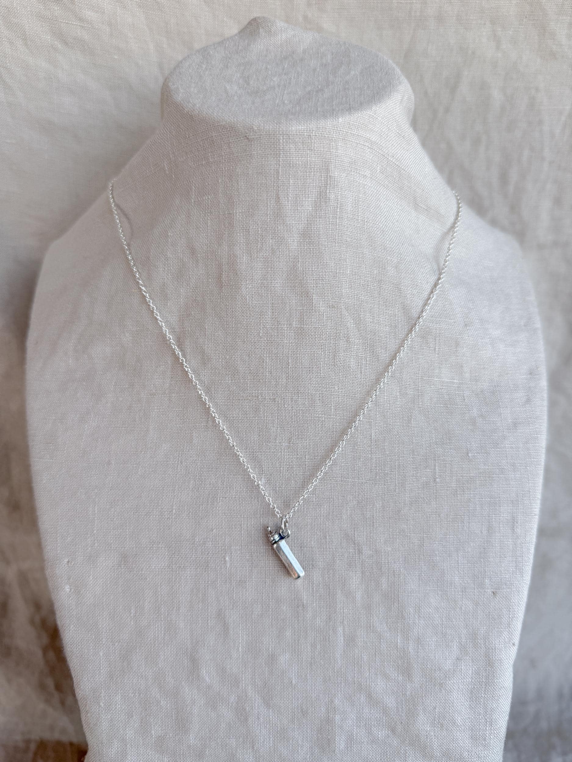 Sterling Silver Baby Bottle Charm Necklace, Minimal Motherhood Layering Jewelry, Gift for New Mom