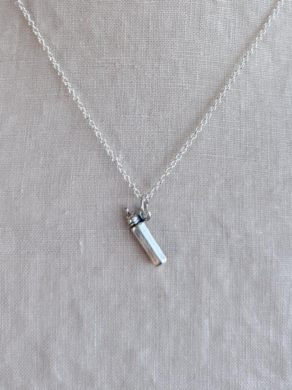 Sterling Silver Baby Bottle Charm Necklace, Minimal Motherhood Layering Jewelry, Gift for New Mom