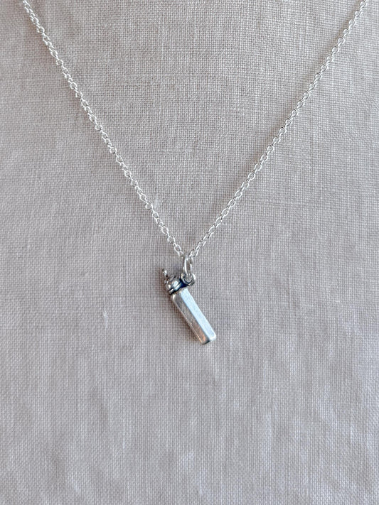 Sterling Silver Baby Bottle Charm Necklace, Minimal Motherhood Layering Jewelry, Gift for New Mom