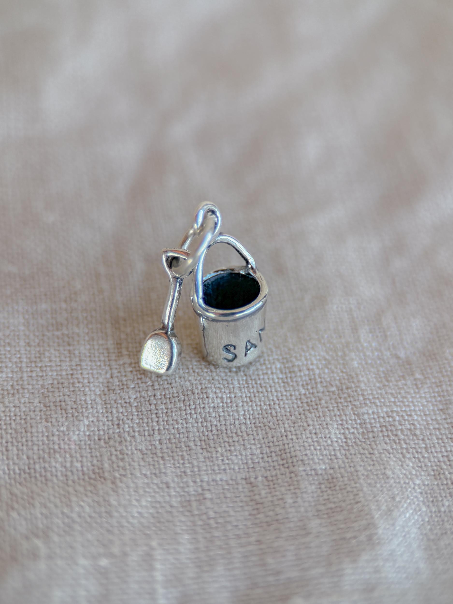 Sterling Silver Beach Pail Charm Necklace, Minimal Beach Themed Layering Jewelry, Gift for Her