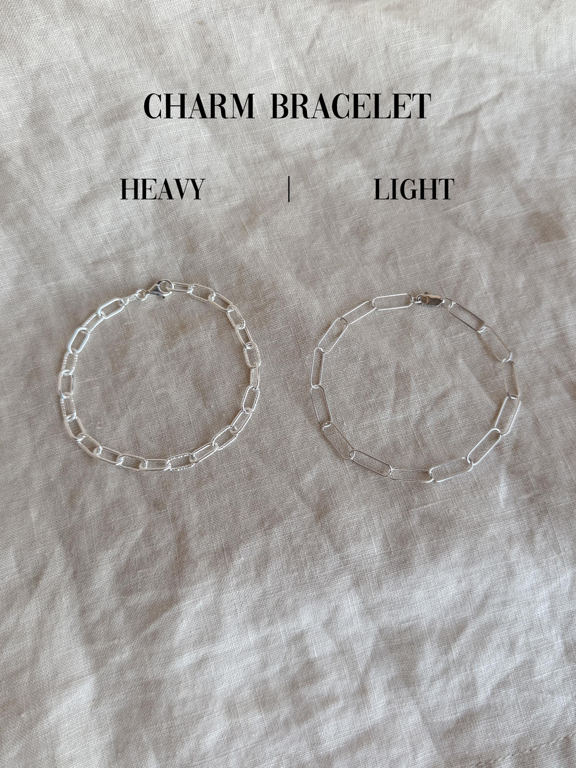Chain Bracelet in Sterling Silver, Heavy Link or Minimalist Paperclip Charm Bracelet