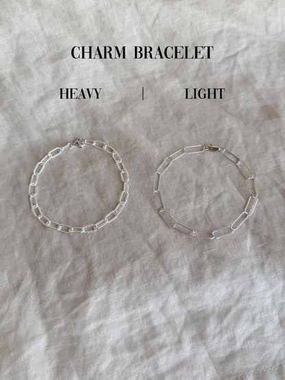 Chain Bracelet in Sterling Silver, Heavy Link or Minimalist Paperclip Charm Bracelet