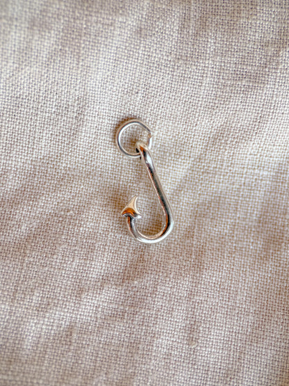 Sterling Silver Fishing Hook Charm Pendant, Fishing Themed Minimalist Jewelry, Gift for Her