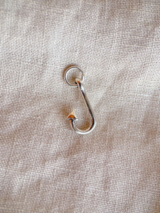 Sterling Silver Fishing Hook Charm Pendant, Fishing Themed Minimalist Jewelry, Gift for Her