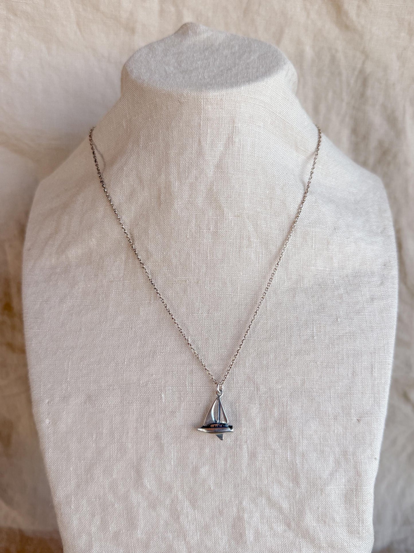 Sterling Silver Sailboat Charm Pendant, Sailing Minimalist Jewelry, Gift for Her