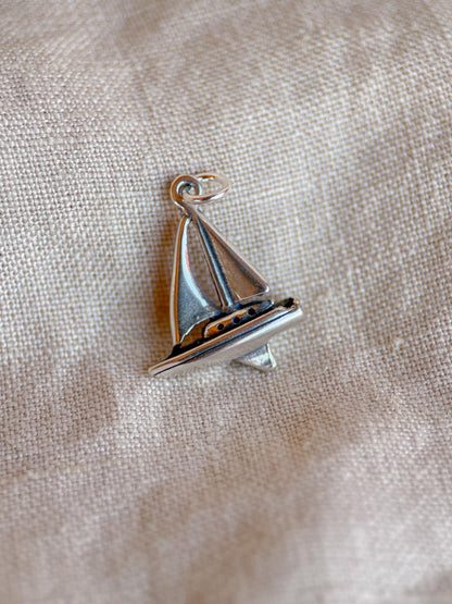 Sterling Silver Sailboat Charm Pendant, Sailing Minimalist Jewelry, Gift for Her