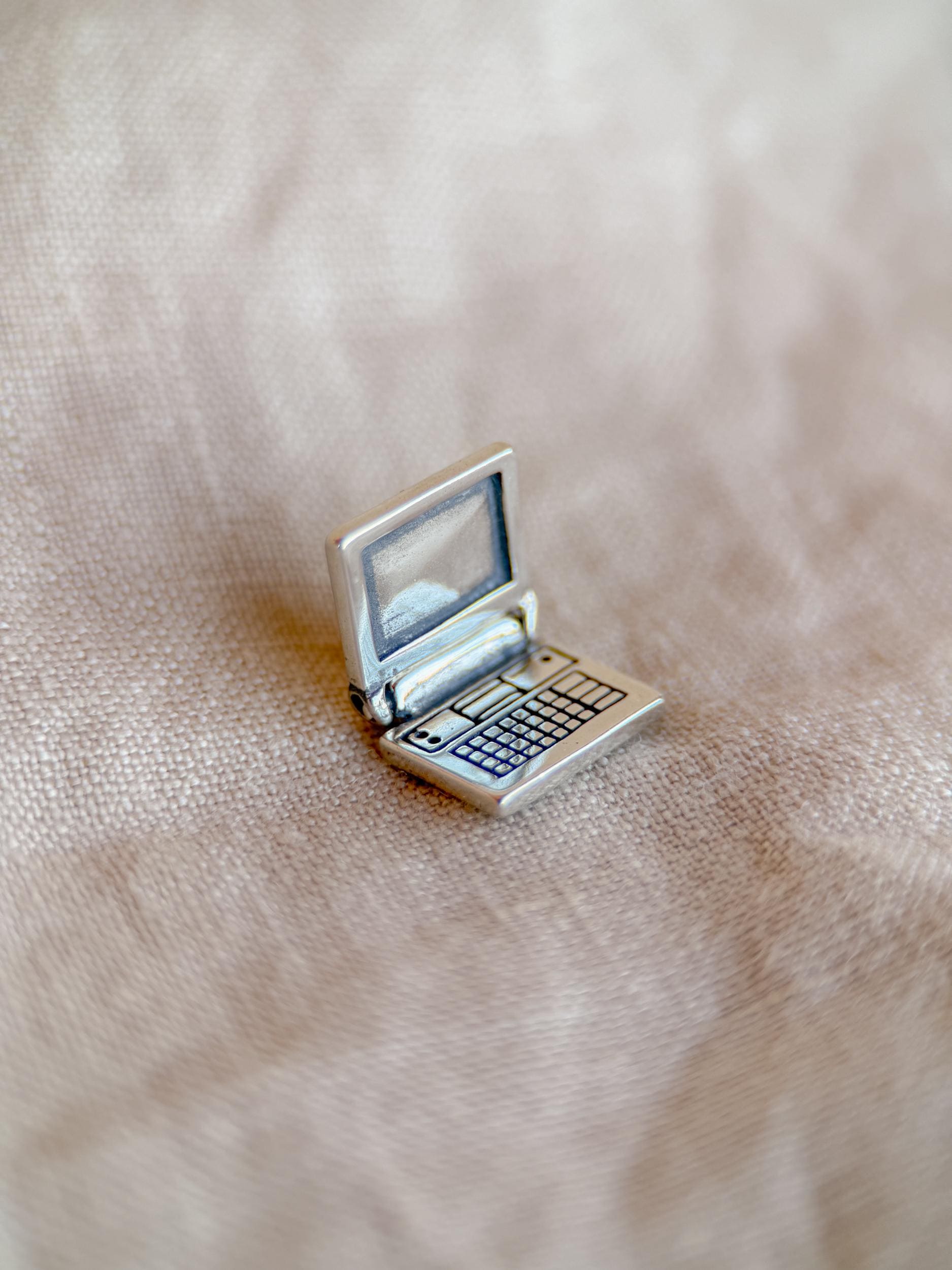 Sterling Silver Laptop Computer Charm Pendant, Tech and Creator Minimalist Jewelry, Gift for Her