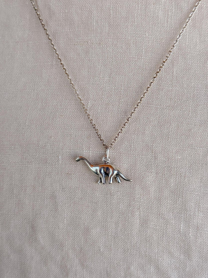 Sterling Silver Brontosaurus Charm Pendant, Dinosaur Minimalist Jewelry, Gift for Her