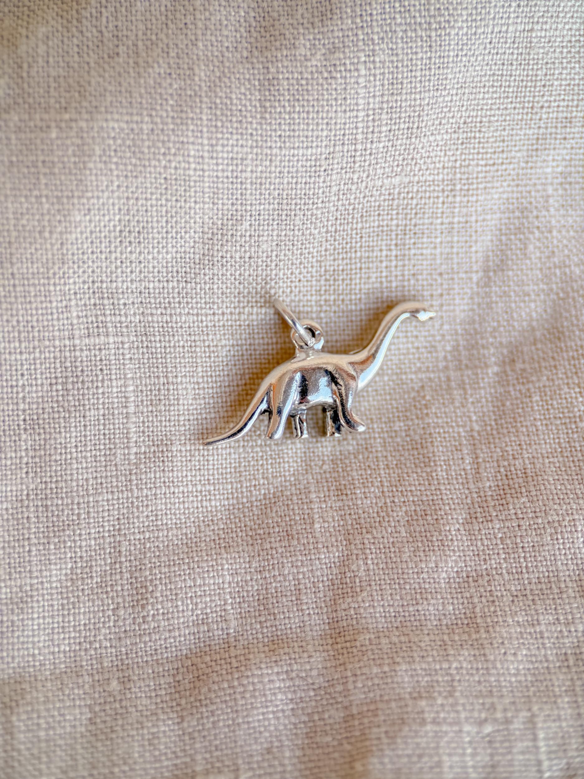 Sterling Silver Brontosaurus Charm Pendant, Dinosaur Minimalist Jewelry, Gift for Her