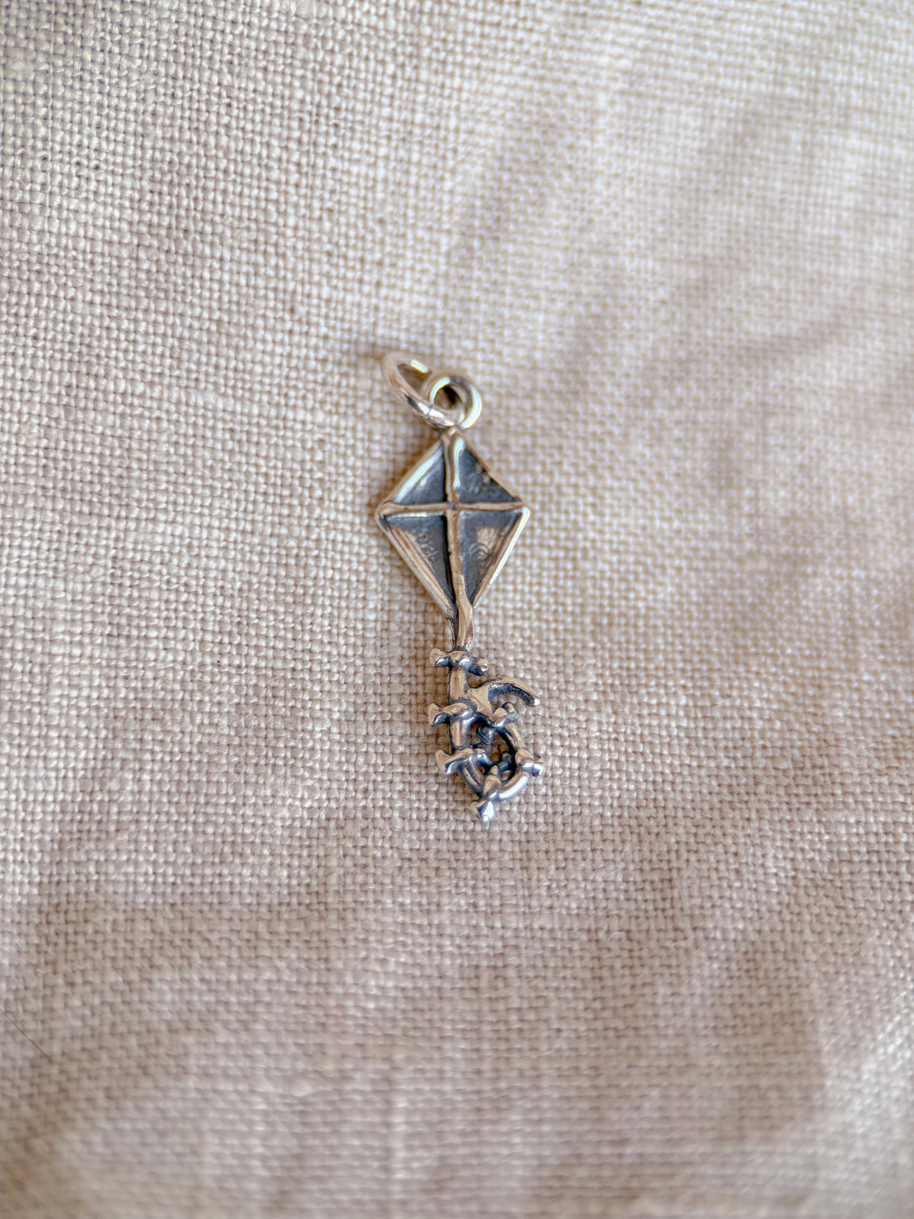 Sterling Silver Kite Charm Pendant, Outdoor Themed Minimalist Jewelry, Gift for Her