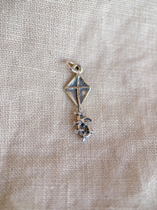 Sterling Silver Kite Charm Pendant, Outdoor Themed Minimalist Jewelry, Gift for Her