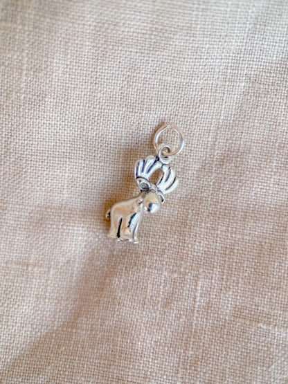 Sterling Silver Moose Charm Pendant, Animal Minimalist Jewelry, Gift for Her