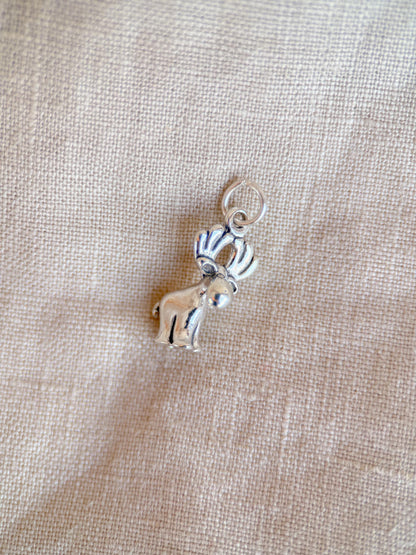 Sterling Silver Moose Charm Pendant, Animal Minimalist Jewelry, Gift for Her