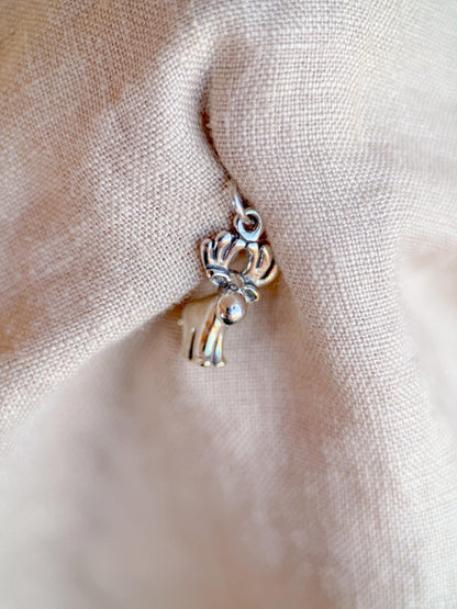 Sterling Silver Moose Charm Pendant, Animal Minimalist Jewelry, Gift for Her