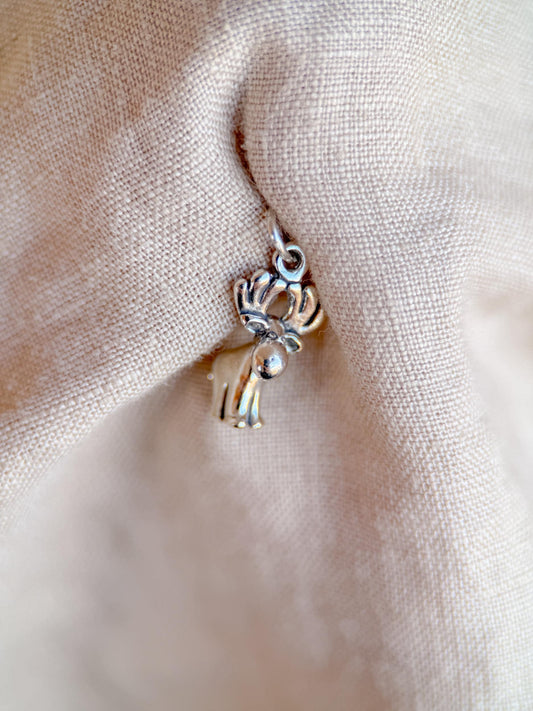 Sterling Silver Moose Charm Pendant, Animal Minimalist Jewelry, Gift for Her