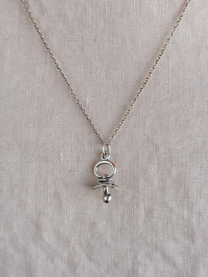 Sterling Silver Pacifier Charm Pendant, Baby Themed Minimalist Jewelry, Gift for Her