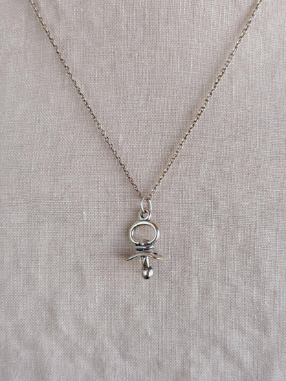 Sterling Silver Pacifier Charm Pendant, Baby Themed Minimalist Jewelry, Gift for Her
