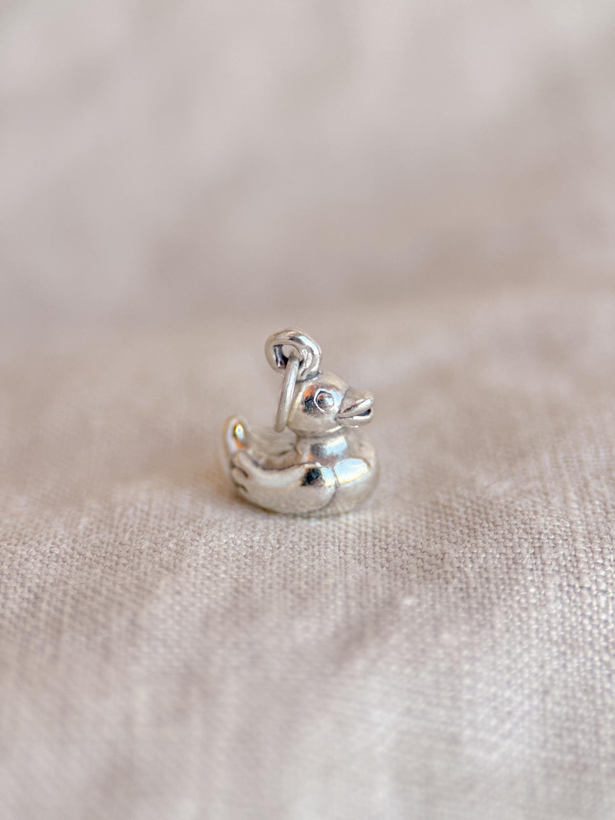 Sterling Silver Rubber Duck Charm Pendant, Playful Minimalist Jewelry, Gift for Her