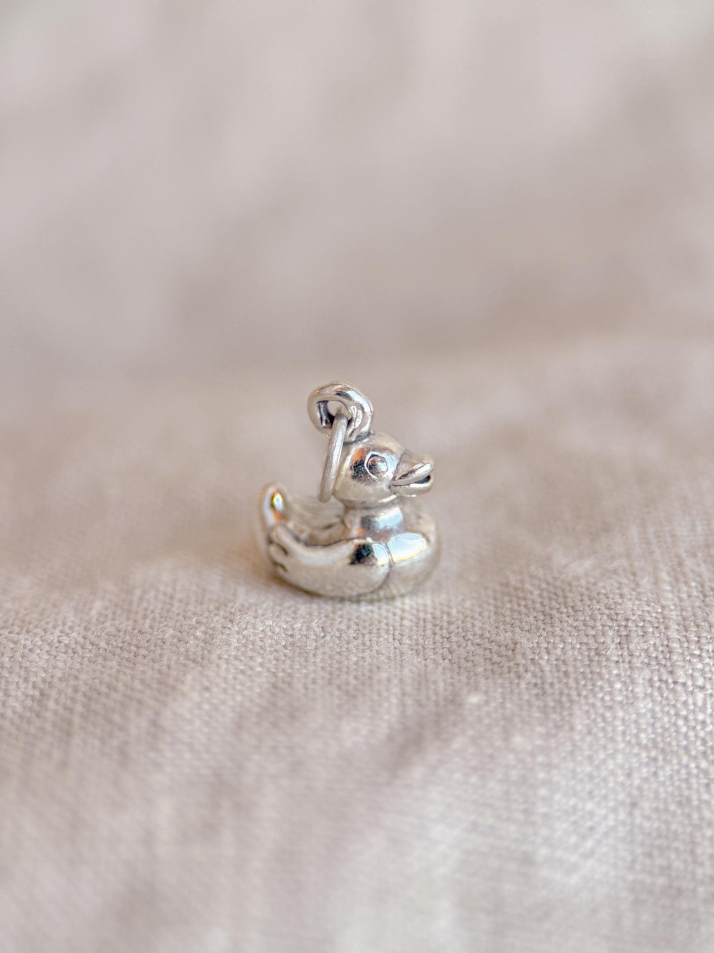 Sterling Silver Rubber Duck Charm Pendant, Playful Minimalist Jewelry, Gift for Her